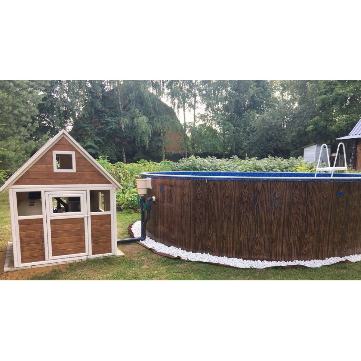 Бассейн круглый 4,6x1,2 м, каркасный, со скиммером и форсункой, Azuro, Azuro-402(wood) Бассейн круглый 4,6x1,2 м, каркасный, со скиммером и форсункой, Azuro, Azuro-402(wood)