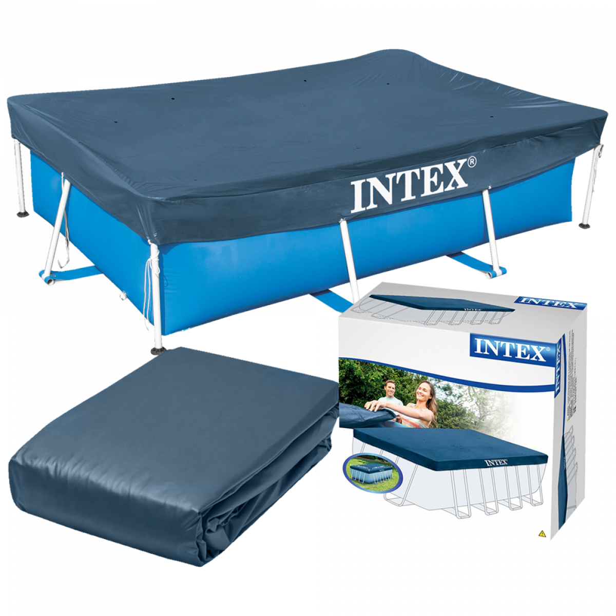 Тент защитный 300х200 см для каркасных прямоугольных бассейнов INTEX 28038 Тент защитный 300х200 см для каркасных прямоугольных бассейнов INTEX 28038