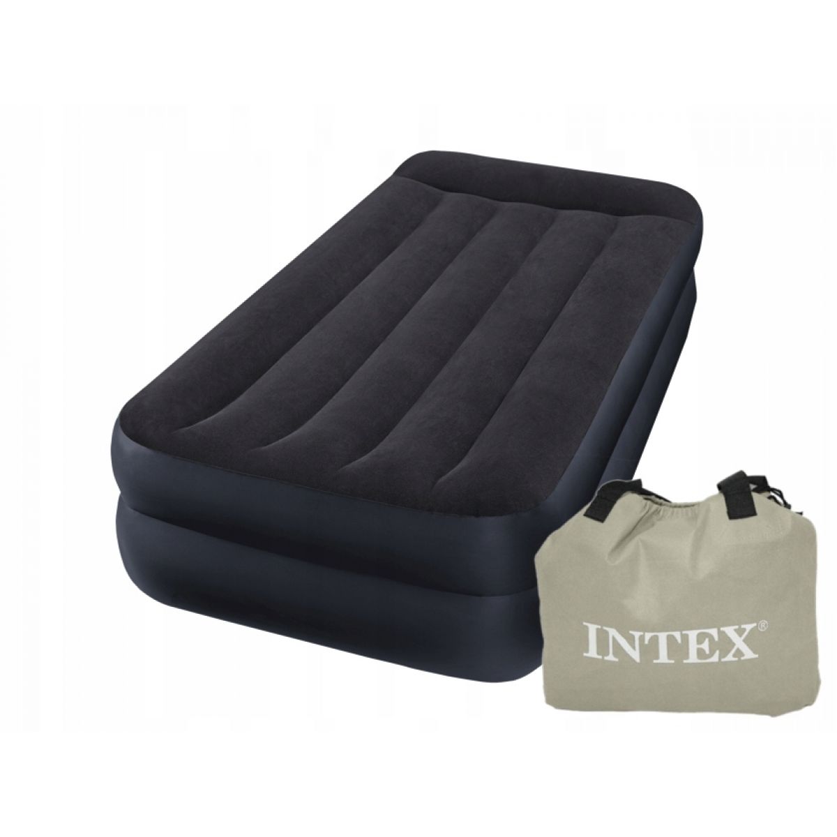 Надувная кровать 99x191x42 см с насосом 220В, одноместная, INTEX 64122 Надувная кровать 99x191x42 см с насосом 220В, одноместная, INTEX 64122