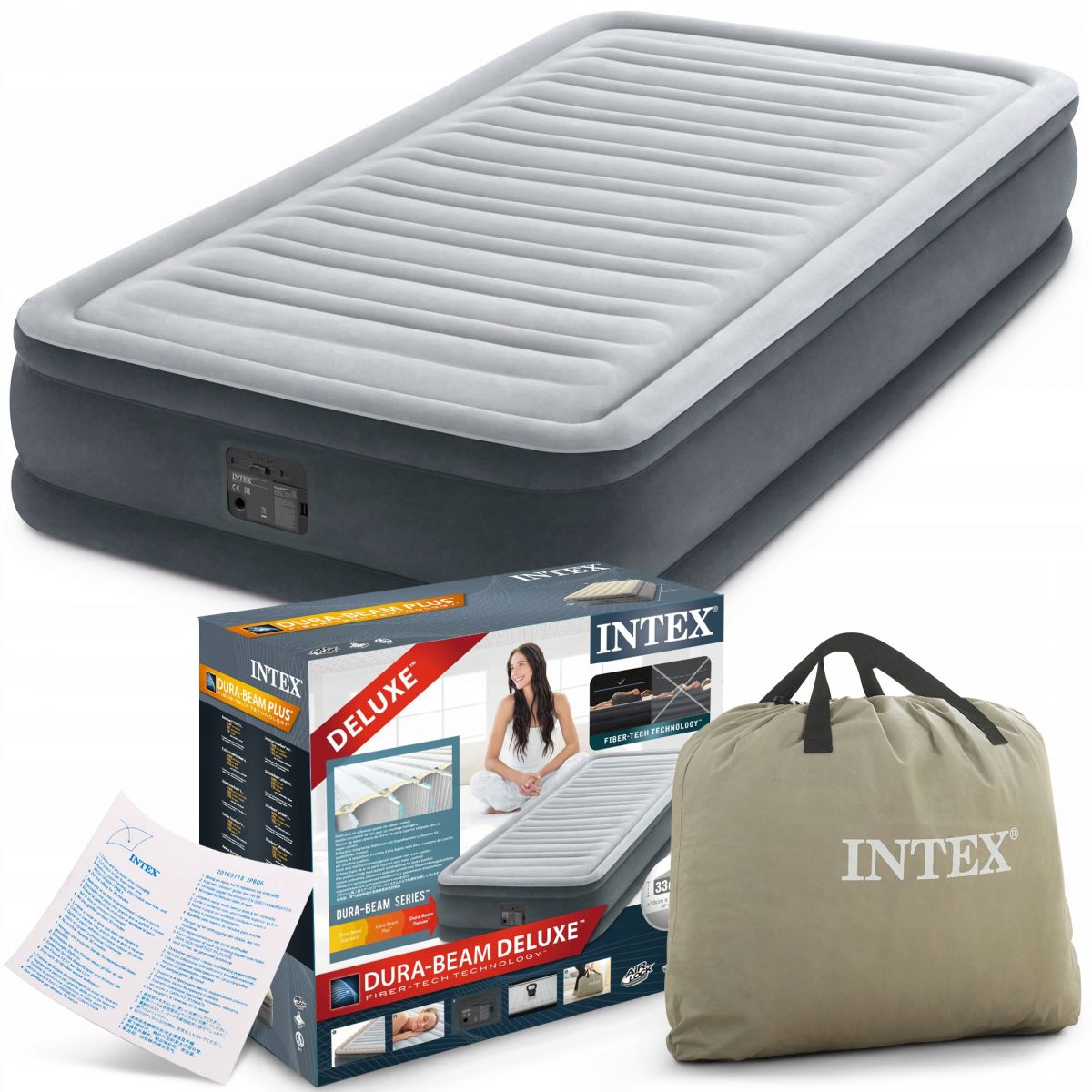 Кровать надувная 99x191x33 см, со встроенным насосом 220В, Comfort-Plush Mid Rise, INTEX 67766 Кровать надувная 99x191x33 см, со встроенным насосом 220В, Comfort-Plush Mid Rise, INTEX 67766